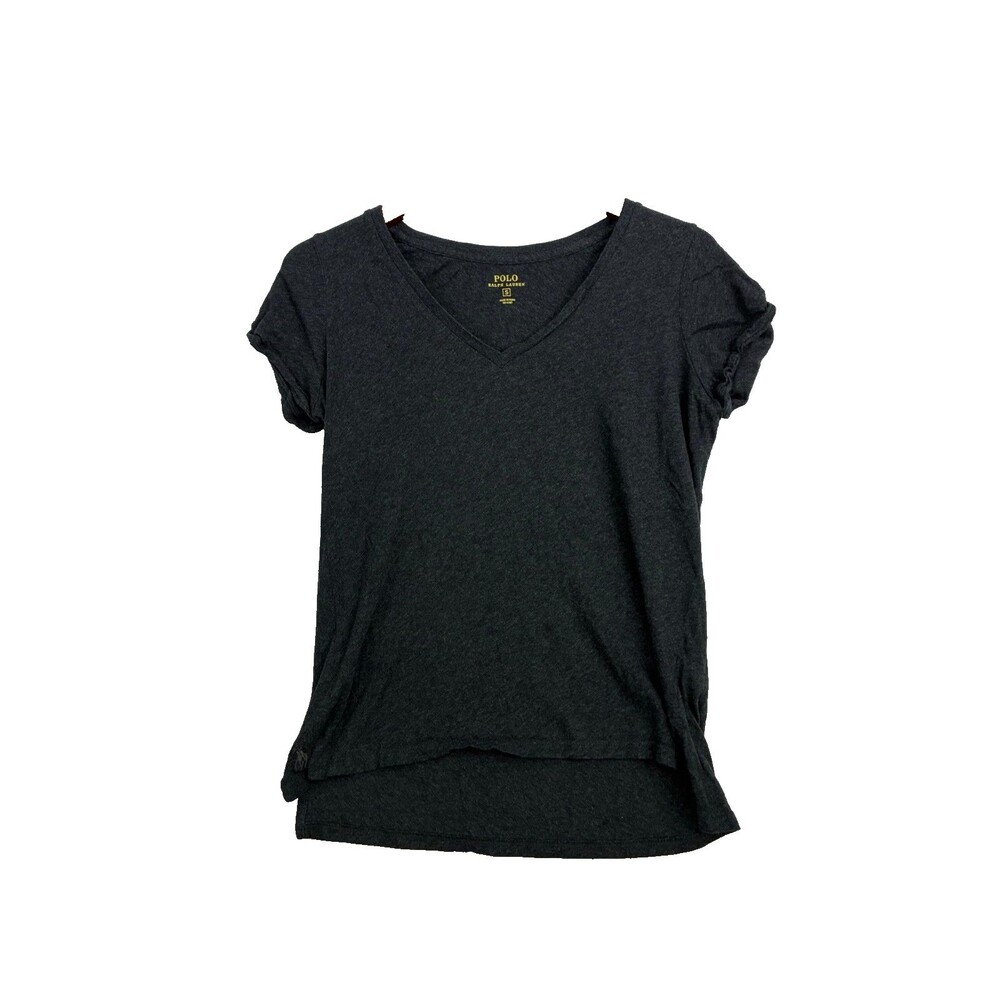 Polo Ralph Lauren Womens Small Gray V Neck T Shirt Short Sleeve Casual Tee